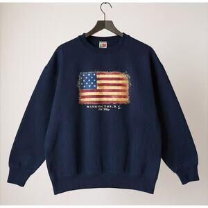 Vintage Fruit of the Loom Best Washington DC Old Glory Flag Sweatshirt XL USA